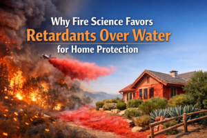 Fire retardant plane protecting home from wildfire - why retardants outperform water