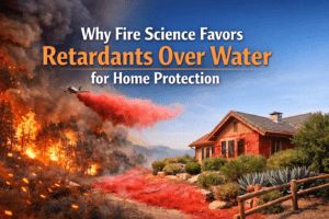 Fire retardant plane protecting home from wildfire - why retardants outperform water